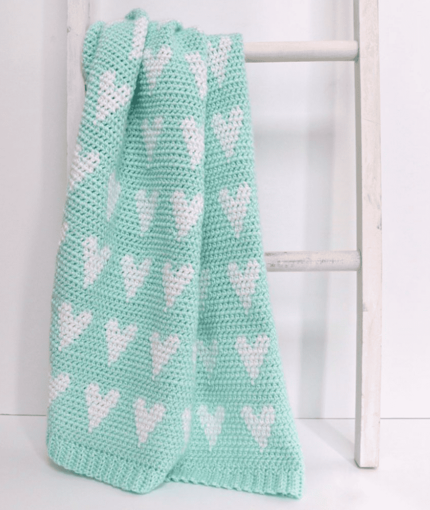 Modern Hearts Crochet Baby Blanket