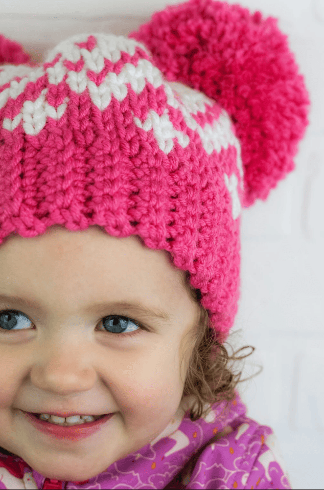 Double Pom Pom Crochet Hat